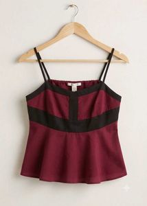 Maroon & Black Peplum Camisole Top