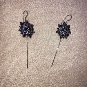 Unique Silver Tone Flower Ear Cuffs