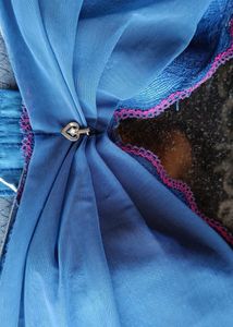 Blue Colour Net/Lightly Padded Bra.
