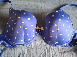Cute Blue Polka dot  wired pushup Bra 34 c