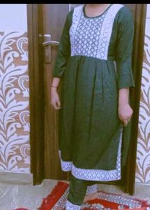 Green Embroidered Kurta Set