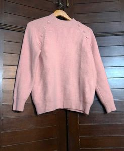 Women Pink Button-Detail Knit Sweater
