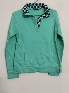 Aqua Green Collared Sweatshirt