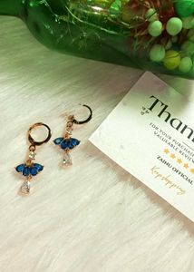 Elegant Blue Sapphire &amp; Crystal Drop Earrings