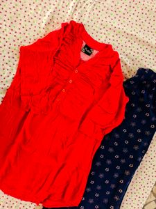 Red &amp; Navy Floral co cord set