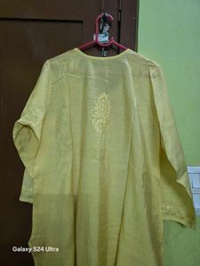 Beautiful Yellow Embroidered Kurta