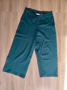 Stylish Teal Wide Leg Cropped Pants
