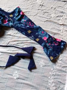Blue Floral Print Kurta with salwar
