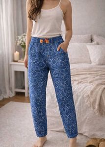 New Pinterest Blue Geometric Print Pants