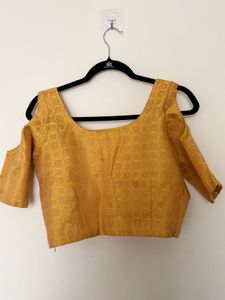 Yellow &amp; Pink Brocade Lehenga Set