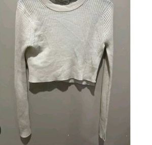 Ribbed Cropped Long Sleeve Top