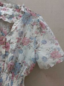 Floral Print Puff Sleeve Mini Dress