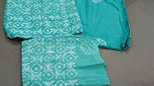 Teal Batik Unstitched Suit Fabric