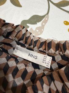 Geometric Print High Neck Blouse