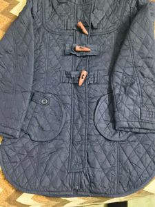 Navy Blue Quilted Toggle Coat