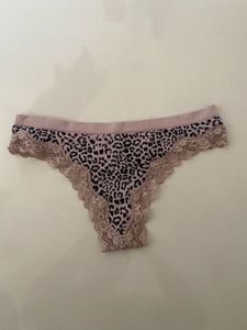 Leopard Print Lace Trim Thong