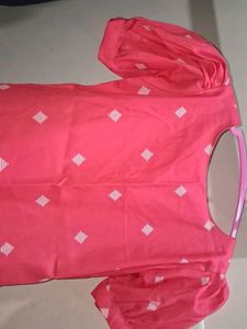 Stylish Pink Kurta with Puff Sleeves