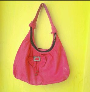 Bright Pink Hobo Bag with Embellishment