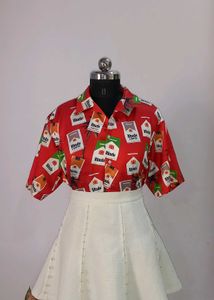UNISEX Bright Red Funky prints Shirt