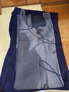 Elegant Grey & Blue Kurta Set