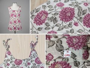 Cotton Strappy Kurti - Pink Floral- Straps