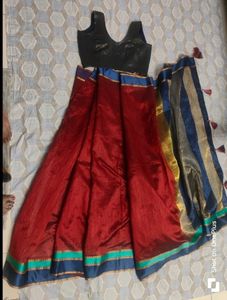Maroon Saree with Sleevless Blouse