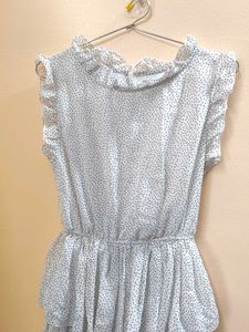 A y2k ruffle white polka dot sleeveless dress