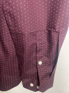 Men's Burgundy Printed Full Sleeve Shirt