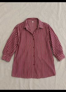 Chic Striped Button-Up Shirt🍉
