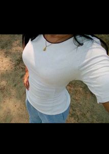 White Ribbed Cropped Top