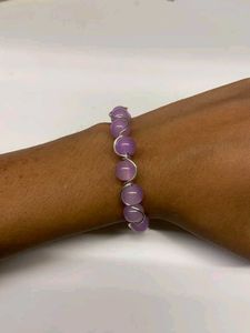 Handmade Lilac Purple Beaded Wrap Bracelet