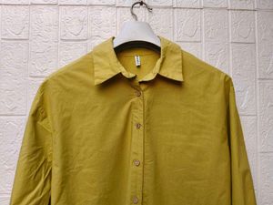 Korean Pintrest Classic Yellow Button-Up Shirt