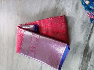 Elegant Red Saree with Rich Zari Border