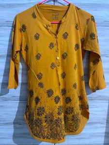 Yellow Floral Print Kurta