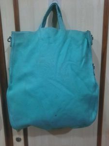 coach Stylish Blue Leather Tote Bag