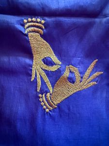Royal Blue Embroidered Silk Saree
