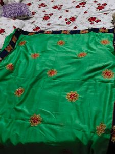 Green Saree with Embellished Border