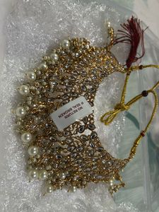 Gold Tone Kundan &amp; Pearls Bridal Choker Necklace S