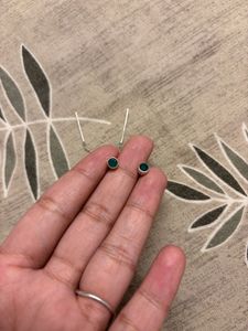 Natural green onyx 925 silver thread earrings