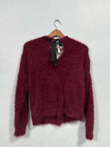 H&amp;M Fuzzy Cardigan with Bow Detail
