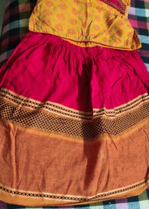 Maroon Cotton Pavada Sattai