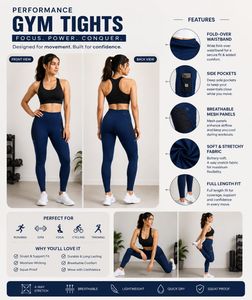 Performance Gym Tights - Navy Blue