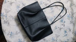 miniso Black Faux Leather Tote Bag
