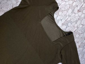 Olive Green Maxi Dress with Puff Sleeves
