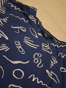 Navy Blue Abstract Print Tunic Top