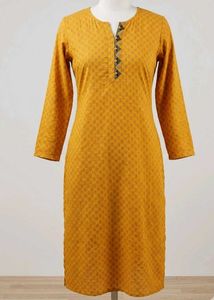 Yellow Textured Kurta