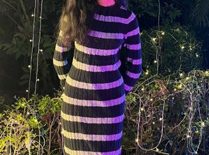 Chic Striped Knit (Wollen) Midi Dress
