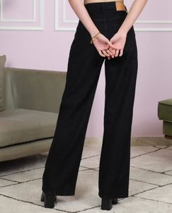 Black Distressed Wide Leg Jeans