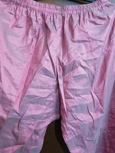 Pink Kurta Set with Gold Border