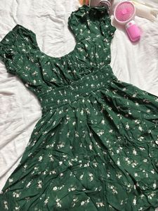 Green Floral Mini Dress